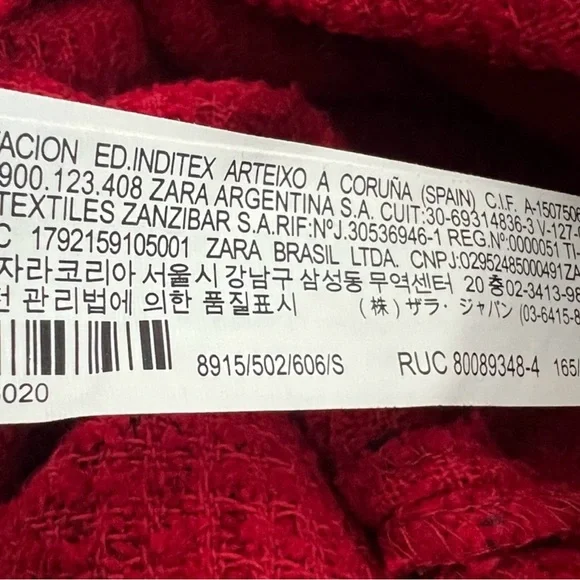 ZARA Textured Weave Blazer Dress Burgundy Red Gold Size S - Picture 14 of 16